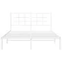 Metal bed frame with white headboard 135x190 cm by , Beds and slatted bases - Ref: Foro24-355609, Price: 81,98 €, Discount: %