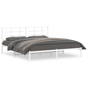 Estructura de cama de metal con cabecero blanco 180x200 cm