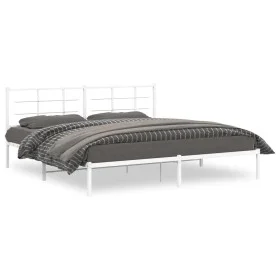 Bettgestell aus Metall mit weißem Kopfteil 193x203 cm von , Betten und Lattenroste - Ref: Foro24-355616, Preis: 90,07 €, Raba...