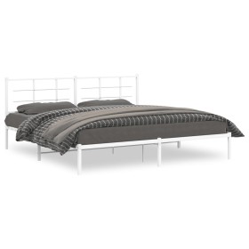 Bettgestell aus Metall mit weißem Kopfteil 193x203 cm von , Betten und Lattenroste - Ref: Foro24-355616, Preis: 91,15 €, Raba...