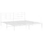 Estructura de cama de metal con cabecero blanco 193x203 cm de , Camas y somieres - Ref: Foro24-355616, Precio: 89,96 €, Descu...
