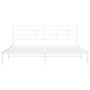 Estructura de cama de metal con cabecero blanco 193x203 cm de , Camas y somieres - Ref: Foro24-355616, Precio: 89,96 €, Descu...