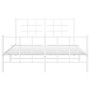 Metal bed frame with white headboard and footboard 140x190 cm by , Beds and slatted bases - Ref: Foro24-355628, Price: 90,73 ...