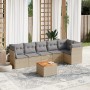 Set sofás de jardín 7 piezas y cojines ratán sintético beige by , Garden sets - Ref: Foro24-3223651, Price: 422,27 €, Discoun...