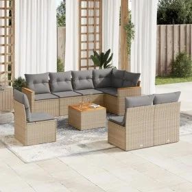 Gartensofa-Set, 9-teilig, mit Kissen, aus synthetischem Rattan in Beige. von , Gartensets - Ref: Foro24-3258454, Preis: 544,8...
