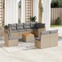 Gartensofa-Set, 9-teilig, mit Kissen, aus synthetischem Rattan in Beige. von , Gartensets - Ref: Foro24-3258454, Preis: 534,8...
