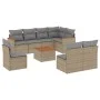 Gartensofa-Set, 9-teilig, mit Kissen, aus synthetischem Rattan in Beige. von , Gartensets - Ref: Foro24-3258454, Preis: 544,8...