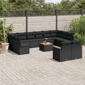 Set de sofás de jardín y cojines 13 pzas ratán sintético negro by , Garden sets - Ref: Foro24-3258849, Price: 826,16 €, Disco...