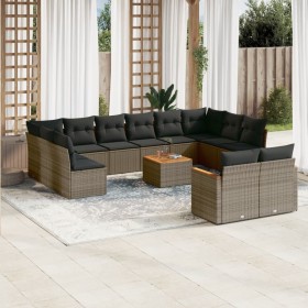 Set sofás de jardín con cojines 13 piezas ratán sintético gris by , Garden sets - Ref: Foro24-3258854, Price: 819,53 €, Disco...