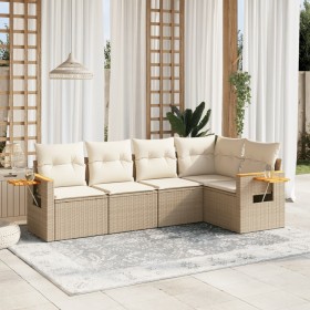 Juego de sofás jardín con cojines 5 pzas ratán sintético beige by , Garden sets - Ref: Foro24-3259188, Price: 400,16 €, Disco...