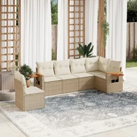 Gartensofa-Set mit 6-teiligen Kissen aus synthetischem Rattan in Beige. von , Gartensets - Ref: Foro24-3259258, Preis: 446,31...