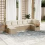 Set sofás de jardín 7 piezas y cojines ratán sintético beige by , Garden sets - Ref: Foro24-3259433, Price: 492,62 €, Discoun...