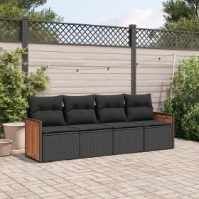 Juego de sofás jardín 4 pzas con cojines ratán sintético negro by , Garden sets - Ref: Foro24-3259850, Price: 271,05 €, Disco...