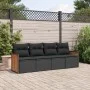 Juego de sofás jardín 4 pzas con cojines ratán sintético negro by , Garden sets - Ref: Foro24-3259850, Price: 271,05 €, Disco...
