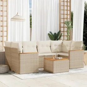 Set sofás de jardín 7 piezas y cojines ratán sintético beige by , Garden sets - Ref: Foro24-3258201, Price: 498,64 €, Discoun...