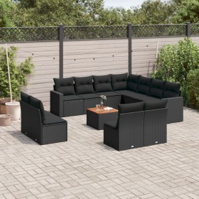 Set de sofás de jardín 12 piezas cojines ratán sintético negro by , Garden sets - Ref: Foro24-3224179, Price: 722,15 €, Disco...