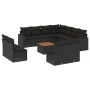 Set de sofás de jardín 12 piezas cojines ratán sintético negro by , Garden sets - Ref: Foro24-3224179, Price: 723,92 €, Disco...
