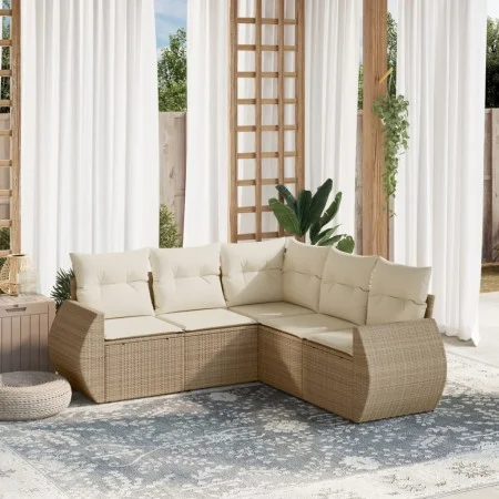 Juego de sofás jardín con cojines 5 pzas ratán sintético beige by , Garden sets - Ref: Foro24-3253685, Price: 404,04 €, Disco...