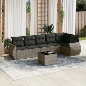 Set de sofás de jardín 7 piezas con cojines ratán PE gris by , Garden sets - Ref: Foro24-3253737, Price: 447,29 €, Discount: %