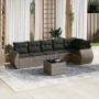 Set de sofás de jardín 7 piezas con cojines ratán PE gris by , Garden sets - Ref: Foro24-3253737, Price: 454,40 €, Discount: %