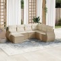 Gartensofagarnitur 7-teilig mit Kissen aus synthetischem Rattan in Beige. von , Gartensets - Ref: Foro24-3254035, Preis: 500,...