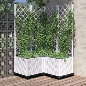 Planter with white PP trellis 80x80x136 cm by , Pots and planters - Ref: Foro24-153286, Price: 121,69 €, Discount: %