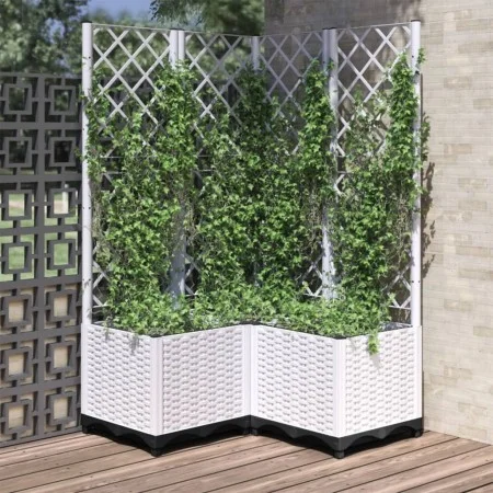 Planter with white PP trellis 80x80x136 cm by , Pots and planters - Ref: Foro24-153286, Price: 121,69 €, Discount: %