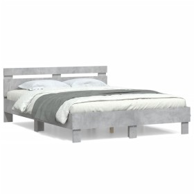 Betongraues Holzwerkstoffbett mit Kopfteil 150x200 cm von , Betten und Lattenroste - Ref: Foro24-3207416, Preis: 122,57 €, Ra...