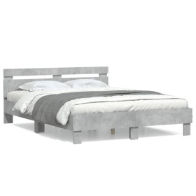 Betongraues Holzwerkstoffbett mit Kopfteil 140x200 cm von , Betten und Lattenroste - Ref: Foro24-3207423, Preis: 141,87 €, Ra...