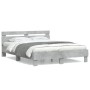 Concrete gray engineered wood bed with headboard 140x200 cm by , Beds and slatted bases - Ref: Foro24-3207423, Price: 141,87 ...