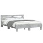 Concrete gray engineered wood bed with headboard 140x200 cm by , Beds and slatted bases - Ref: Foro24-3207423, Price: 141,87 ...