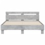 Concrete gray engineered wood bed with headboard 140x200 cm by , Beds and slatted bases - Ref: Foro24-3207423, Price: 141,87 ...