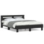 Bed frame with black engineered wood headboard 140x200 cm by , Beds and slatted bases - Ref: Foro24-3207421, Price: 172,93 €,...