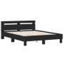 Bed frame with black engineered wood headboard 140x200 cm by , Beds and slatted bases - Ref: Foro24-3207421, Price: 172,93 €,...