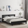 Bed frame with black engineered wood headboard 140x200 cm by , Beds and slatted bases - Ref: Foro24-3207421, Price: 172,93 €,...