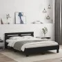 Estructura cama con cabecero madera ingeniería negro 140x200 cm de , Camas y somieres - Ref: Foro24-3207421, Precio: 168,41 €...