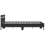 Bed frame with black engineered wood headboard 140x200 cm by , Beds and slatted bases - Ref: Foro24-3207421, Price: 172,93 €,...