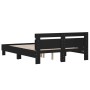 Bed frame with black engineered wood headboard 140x200 cm by , Beds and slatted bases - Ref: Foro24-3207421, Price: 172,93 €,...