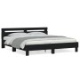 Bed frame with black engineered wood headboard 180x200 cm by , Beds and slatted bases - Ref: Foro24-3207400, Price: 185,93 €,...