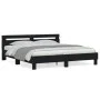 Bed frame with black engineered wood headboard 180x200 cm by , Beds and slatted bases - Ref: Foro24-3207400, Price: 183,09 €,...
