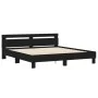 Bed frame with black engineered wood headboard 180x200 cm by , Beds and slatted bases - Ref: Foro24-3207400, Price: 183,09 €,...