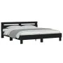 Bed frame with black engineered wood headboard 180x200 cm by , Beds and slatted bases - Ref: Foro24-3207400, Price: 183,09 €,...