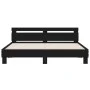 Bed frame with black engineered wood headboard 180x200 cm by , Beds and slatted bases - Ref: Foro24-3207400, Price: 183,09 €,...