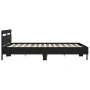 Bed frame with black engineered wood headboard 180x200 cm by , Beds and slatted bases - Ref: Foro24-3207400, Price: 183,09 €,...