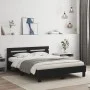 Bed frame with black engineered wood headboard 150x200 cm by , Beds and slatted bases - Ref: Foro24-3207414, Price: 127,59 €,...
