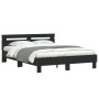 Bed frame with black engineered wood headboard 150x200 cm by , Beds and slatted bases - Ref: Foro24-3207414, Price: 129,87 €,...