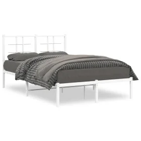 Metal bed frame with white headboard 120x200 cm by , Beds and slatted bases - Ref: Foro24-355608, Price: 81,58 €, Discount: %