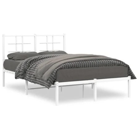 Estructura de cama de metal con cabecero blanca 120x200 cm de , Camas y somieres - Ref: Foro24-355608, Precio: 82,68 €, Descu...