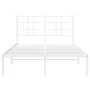 Estructura de cama de metal con cabecero blanca 120x200 cm de , Camas y somieres - Ref: Foro24-355608, Precio: 82,68 €, Descu...