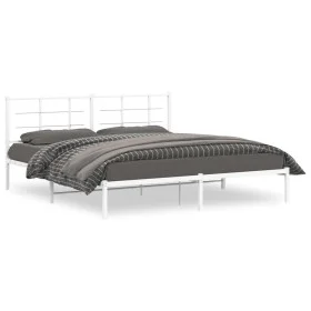 Metal bed frame with white headboard 183x213 cm by , Beds and slatted bases - Ref: Foro24-355615, Price: 88,48 €, Discount: %